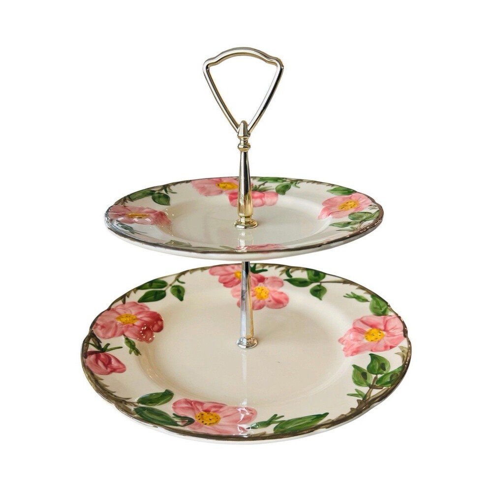 Franciscan Desert Rose 2 Tier Hostess Dessert Tray Tidbit Server Cake Stand USA